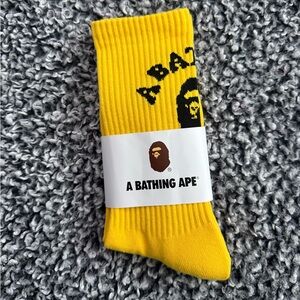 Men’s A Bathing Ape Socks, BAPE, Yellow & Black, NEW